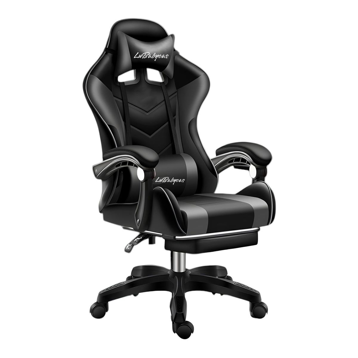 LUBABYCAS - Silla Gamer Reclinable Reposa Pies Negra LuBabycas