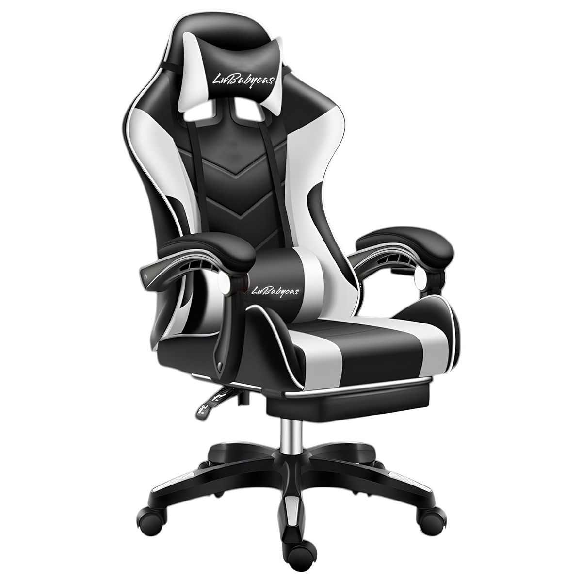 LUBABYCAS - Silla Gamer Reclinable Reposa Pies Blanca LuBabycas
