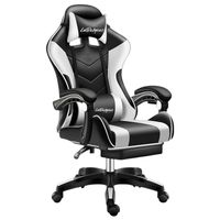 Silla Gamer Reclinable Reposa Pies Blanca Blanco