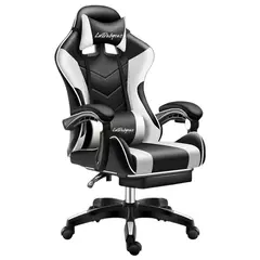 LUBABYCAS - Silla Gamer Reclinable Reposa Pies Blanca