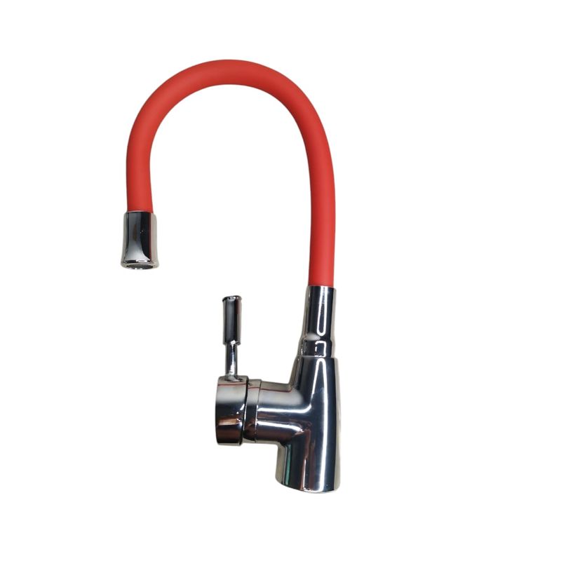 GENERICO - Llave Monomando Flexible Color Rojo Lavaplato Agua Fria-caliente