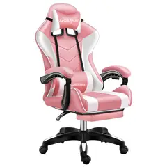LUBABYCAS - Silla Gamer Reclinable Reposa Pies Rosada
