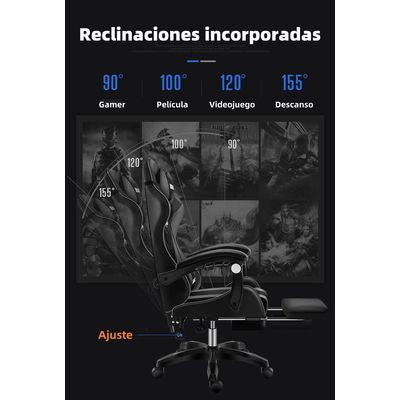 Imagen 2 del producto Silla Gamer Reclinable Reposa Pies Rosada