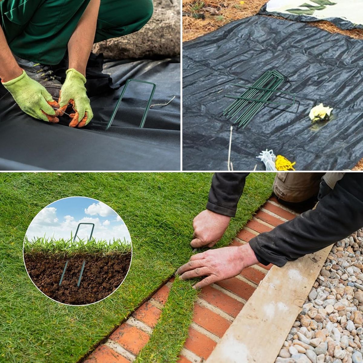 GENERICO - Estacas Jardín Y Pinos De Césped Grapas De Paisaje 100 Uds