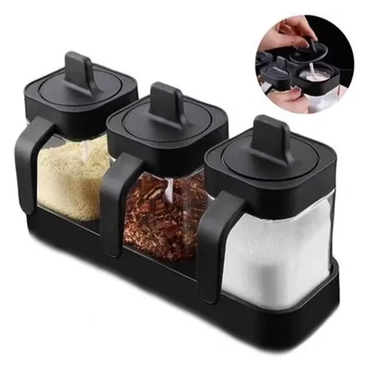 GENERICO - Set De 3 Condimenteros Especieros De Vidrio 400ml