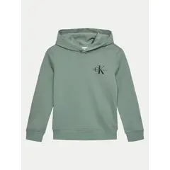 CALVIN KLEIN - Poleron con Gorro Niño Small Monogram Verde