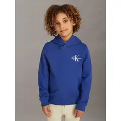 CALVIN KLEIN - Poleron con Gorro Niño Small Monogram Azul