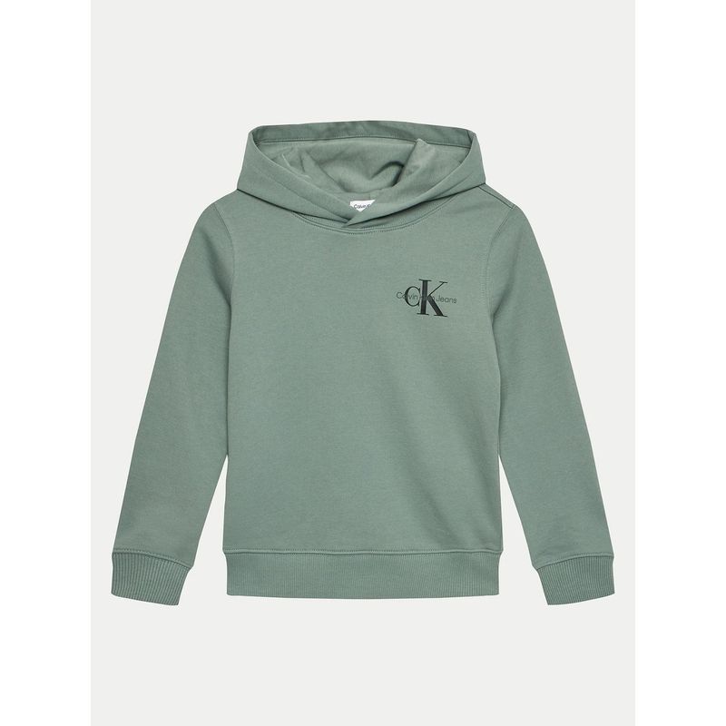 CALVIN KLEIN - Poleron con Gorro Niño Small Monogram Verde Calvin Klein