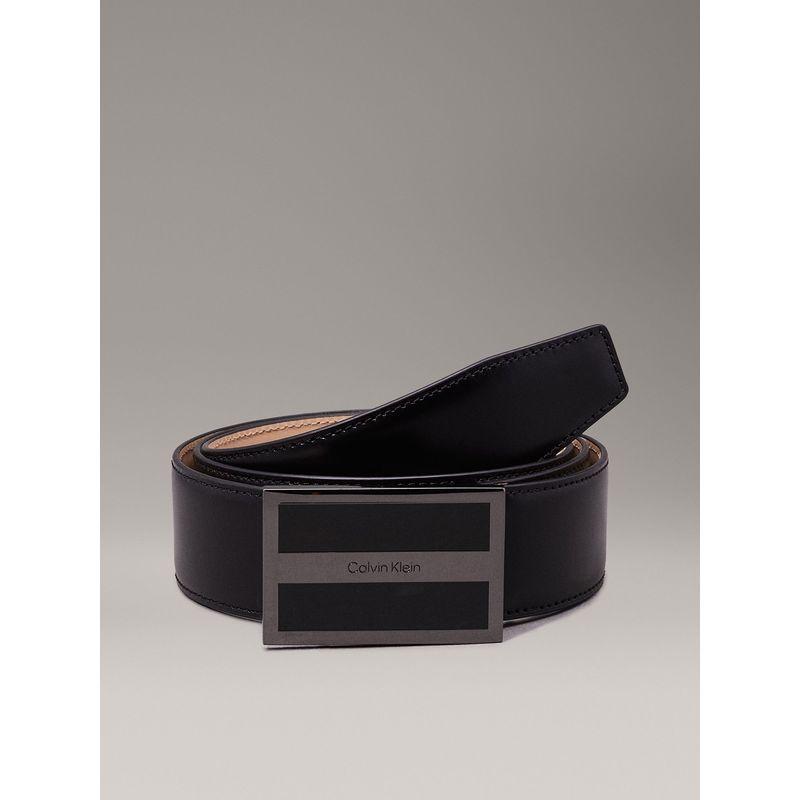 CALVIN KLEIN - Cinturón Metal Inlaid Ck Plaque 35Mm Negro Calvin Klein