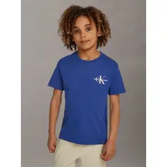 CALVIN KLEIN - Polera Niño Chest Monologo Azul