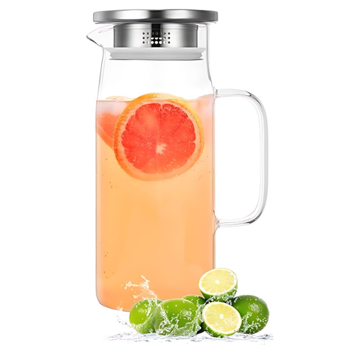 GENERICO - 1000ml Jarra De Vidrio Resistente Al Calor Con Tapa