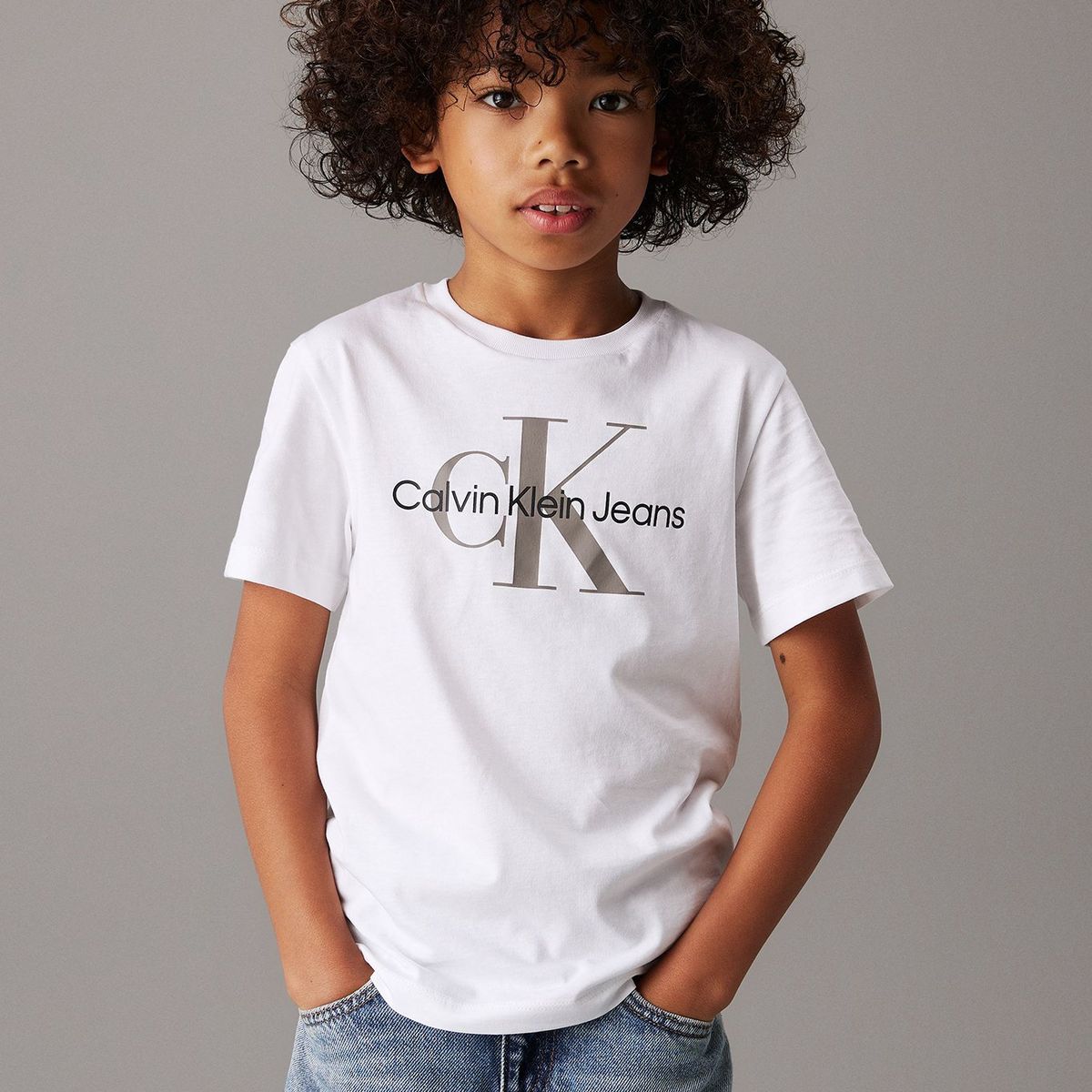 CALVIN KLEIN - Polera Niño CK Monogram Blanco Calvin Klein