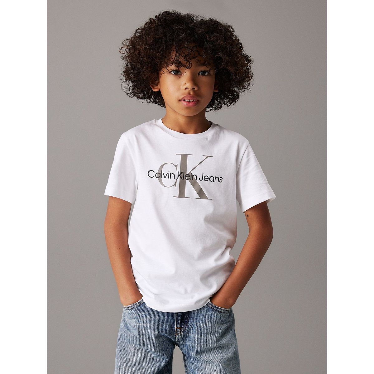 CALVIN KLEIN - Polera Niño CK Monogram Blanco Calvin Klein