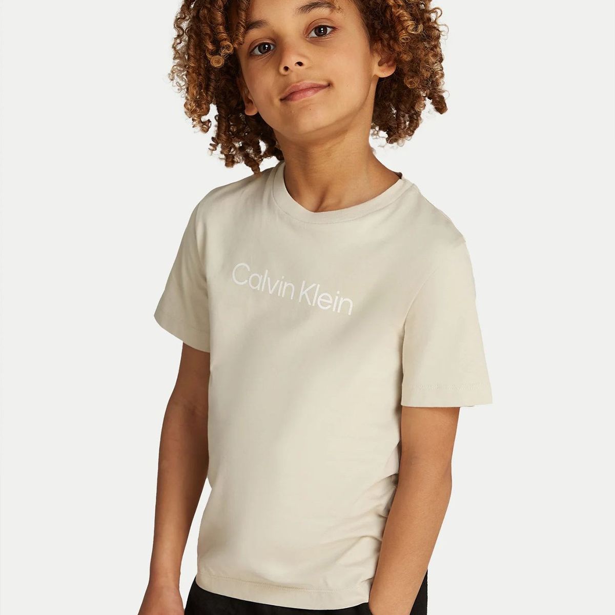 CALVIN KLEIN - Polera Niño Logo Beige Calvin Klein