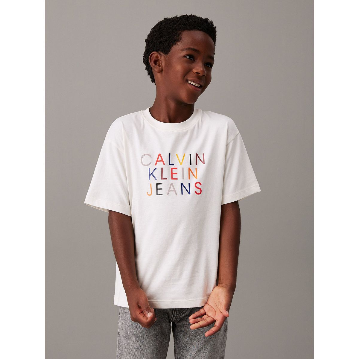 CALVIN KLEIN - Polera Niño Logo Graphic Blanco Calvin Klein