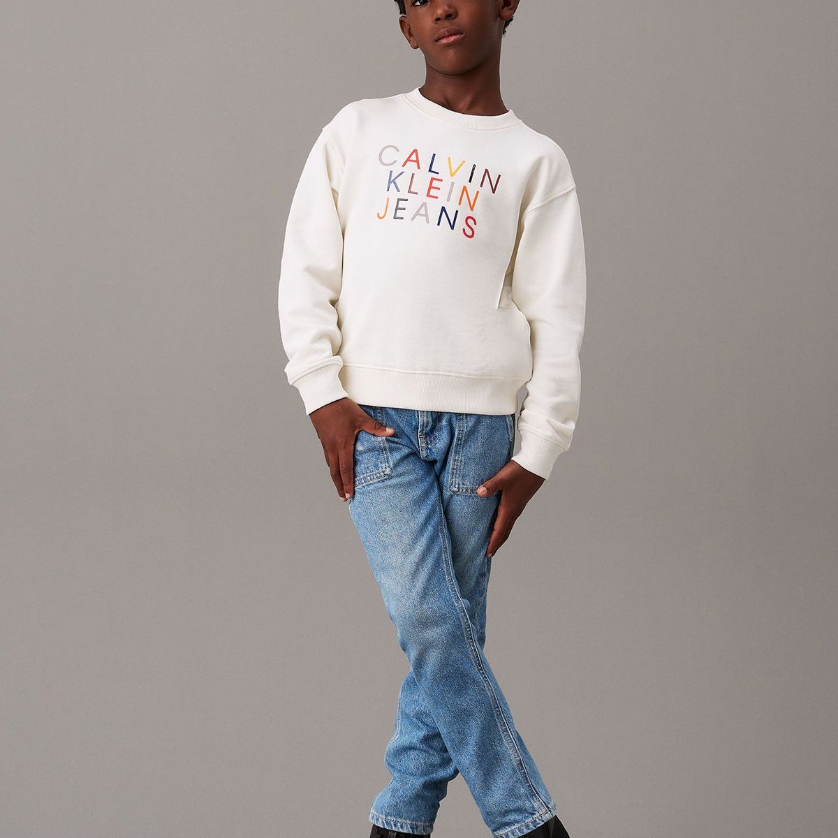 CALVIN KLEIN - Polerón Niño Logo Graphic Blanco Calvin Klein