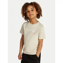 CALVIN KLEIN - Polera Niño Logo Beige