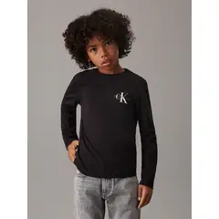 CALVIN KLEIN - Polera Niño Chest Monologo Negro