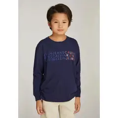 CALVIN KLEIN - Polera Niño CKJ Logo Azul