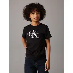 CALVIN KLEIN - Polera Niño CK Monogram Negro