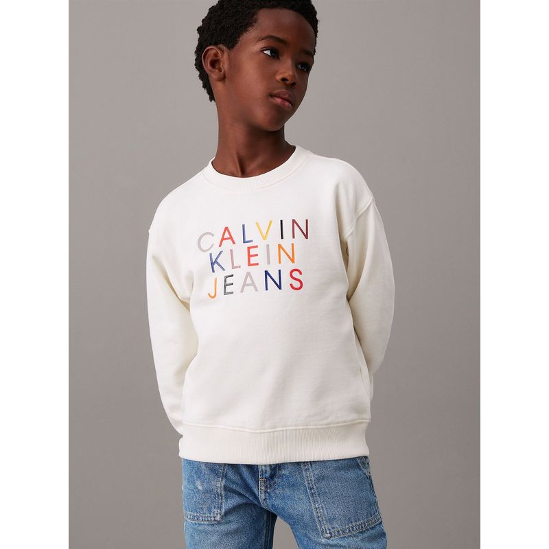 CALVIN KLEIN - Polerón Niño Logo Graphic Blanco Calvin Klein