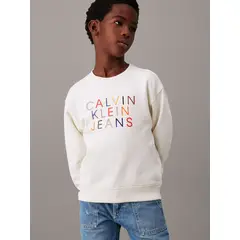 CALVIN KLEIN - Polerón Niño Logo Graphic Blanco