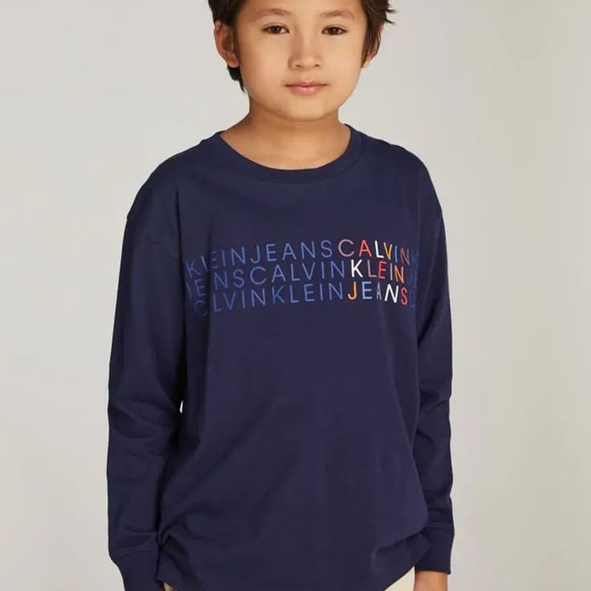 CALVIN KLEIN - Polera Niño CKJ Logo Azul Calvin Klein