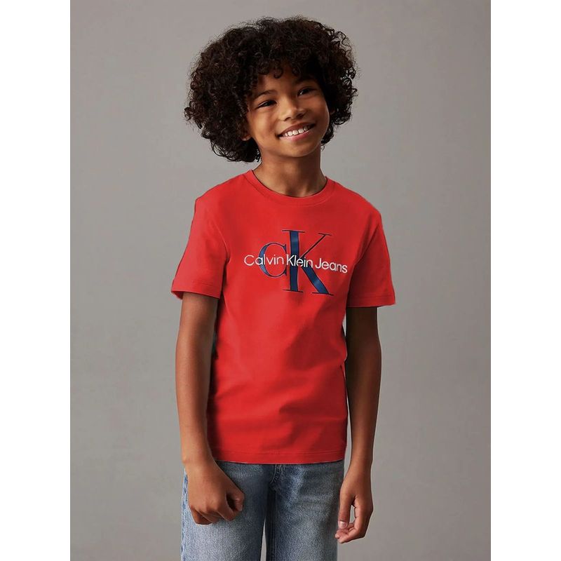 CALVIN KLEIN - Polera Niño CK Monogram Rojo Calvin Klein
