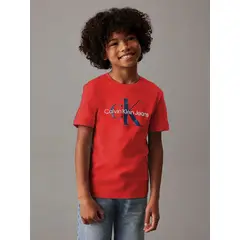 CALVIN KLEIN - Polera Niño CK Monogram Rojo