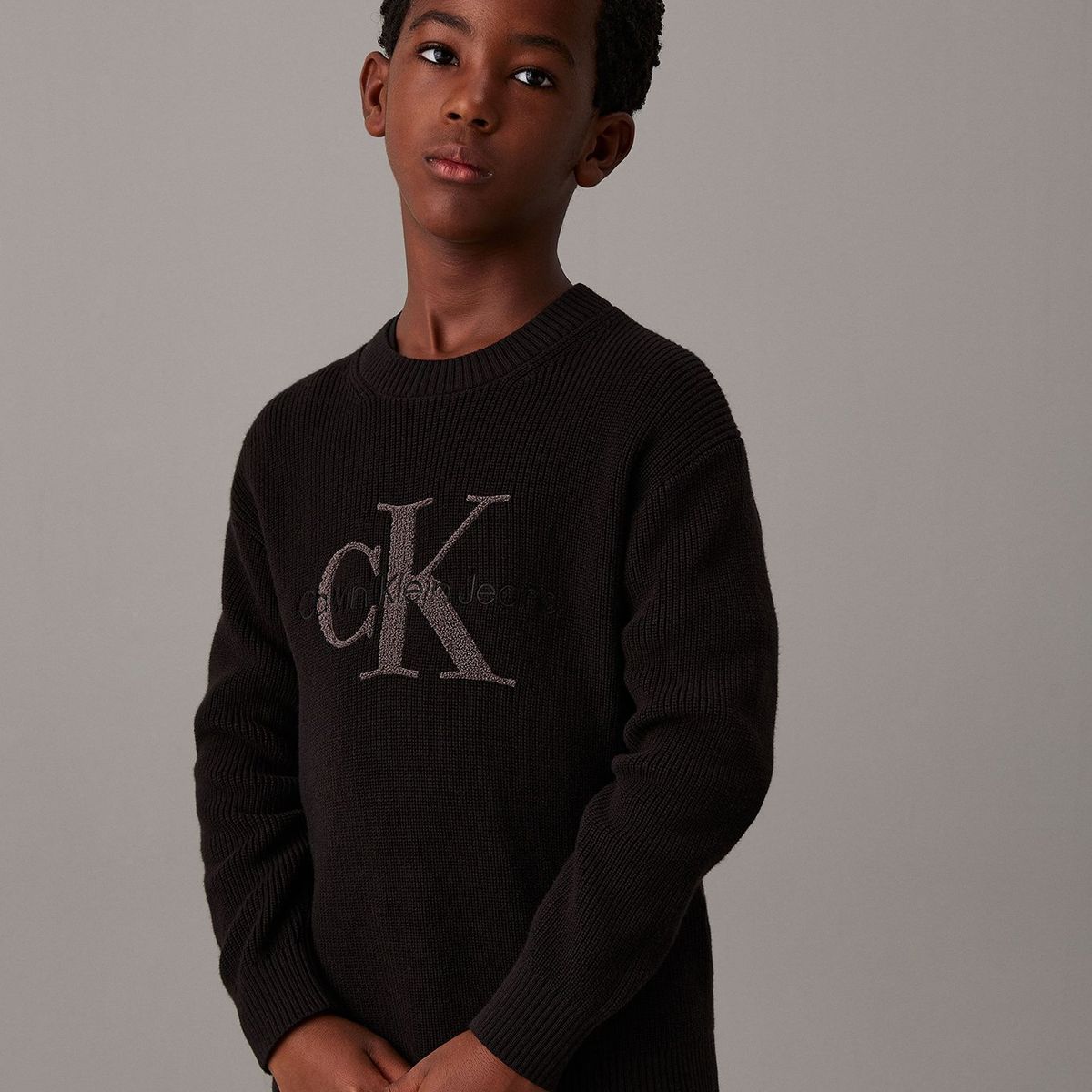CALVIN KLEIN - Sweater Niño Towelling CK Stitch Negro Calvin Klein