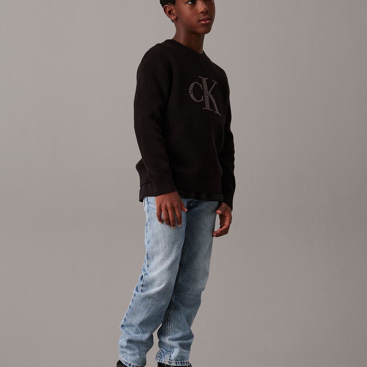 CALVIN KLEIN - Sweater Niño Towelling CK Stitch Negro Calvin Klein