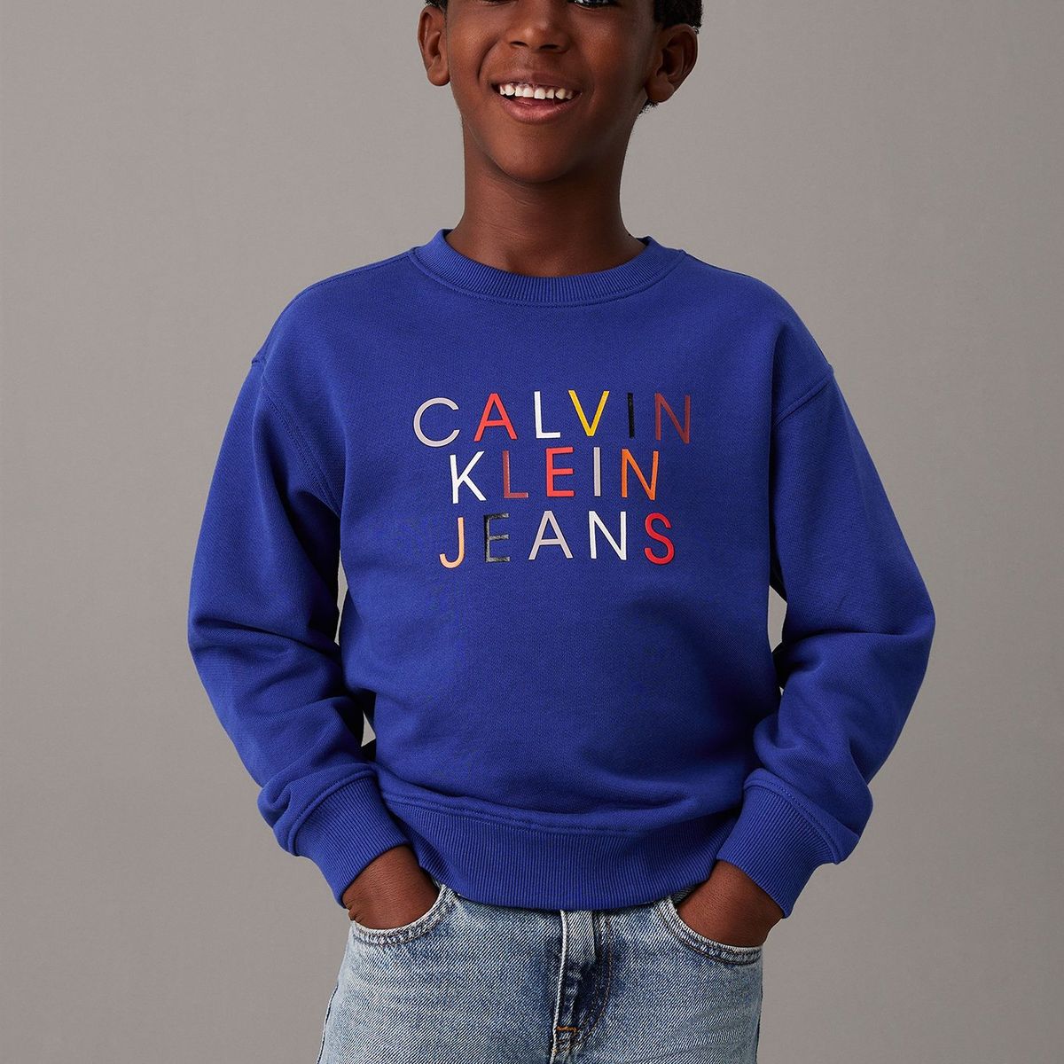 CALVIN KLEIN - Polerón Niño Logo Graphic Azul Calvin Klein