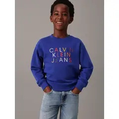 CALVIN KLEIN - Polerón Niño Logo Graphic Azul