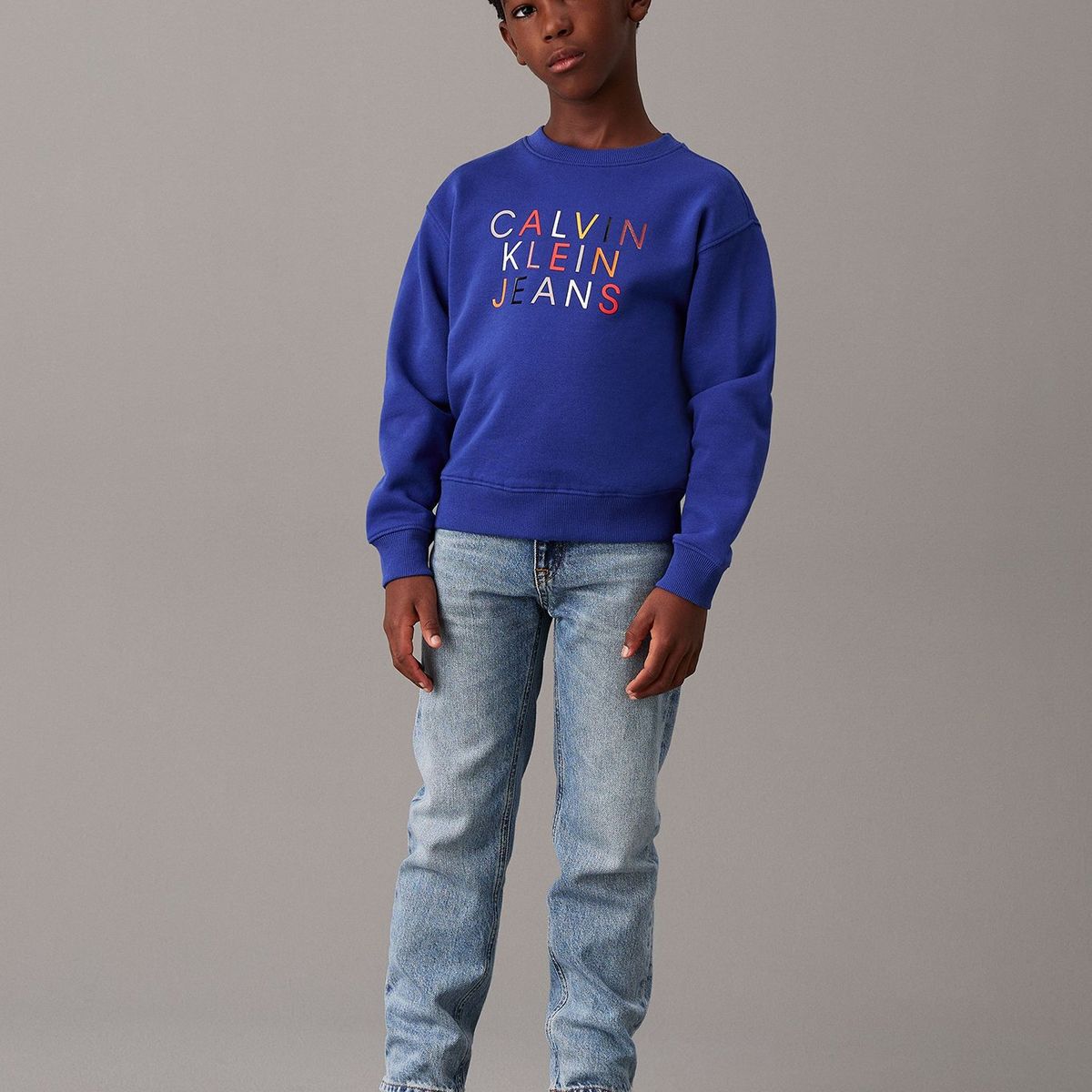 CALVIN KLEIN - Polerón Niño Logo Graphic Azul Calvin Klein