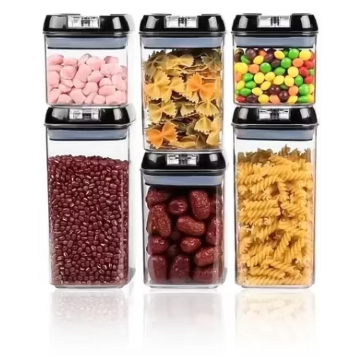 GENERICO - Set 6 Envases Hermeticos Recipientes Diferentes Tamaños Plasticos