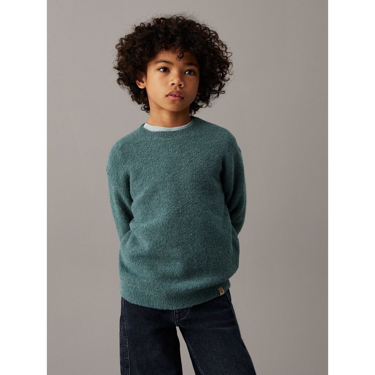 CALVIN KLEIN - Sweater Niño Boucle Crewneck Verde Calvin Klein