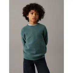 CALVIN KLEIN - Sweater Niño Boucle Crewneck Verde