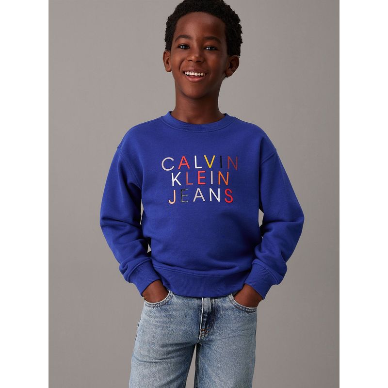 CALVIN KLEIN - Polerón Niño Logo Graphic Azul Calvin Klein