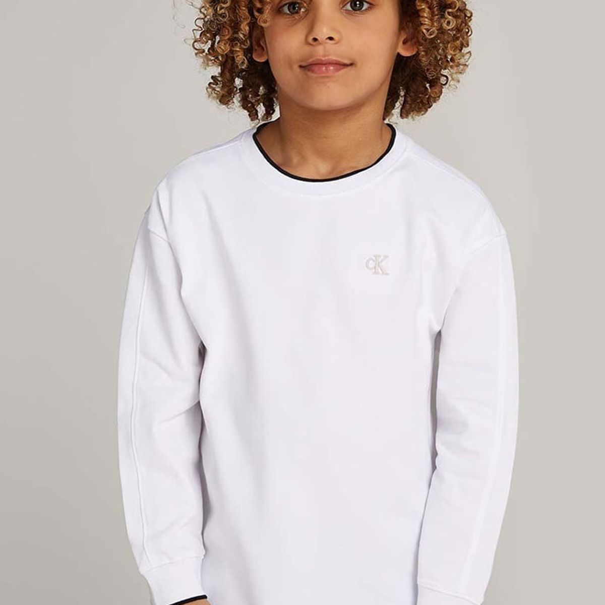 CALVIN KLEIN - Polera Niño Pique Relaxed Tipping Blanco Calvin Klein