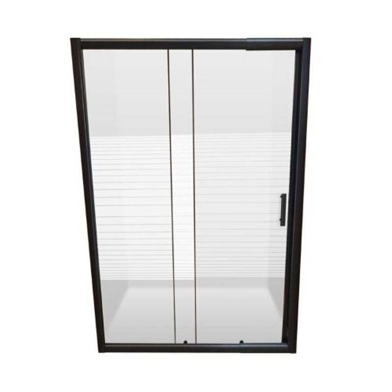 GENERICO - Mampara Vidrio Templado 120-140 X 180 Perfil Y Rayas Blancas