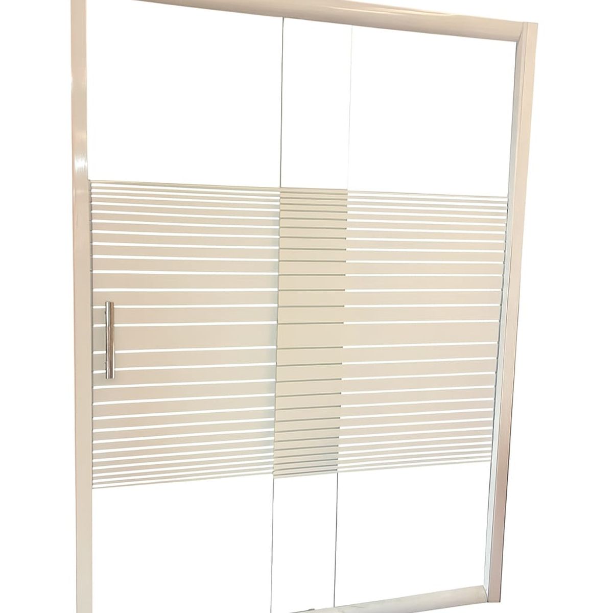 GENERICO - Mampara Vidrio Templado 120-140 X 180 Perfil Y Rayas Blancas