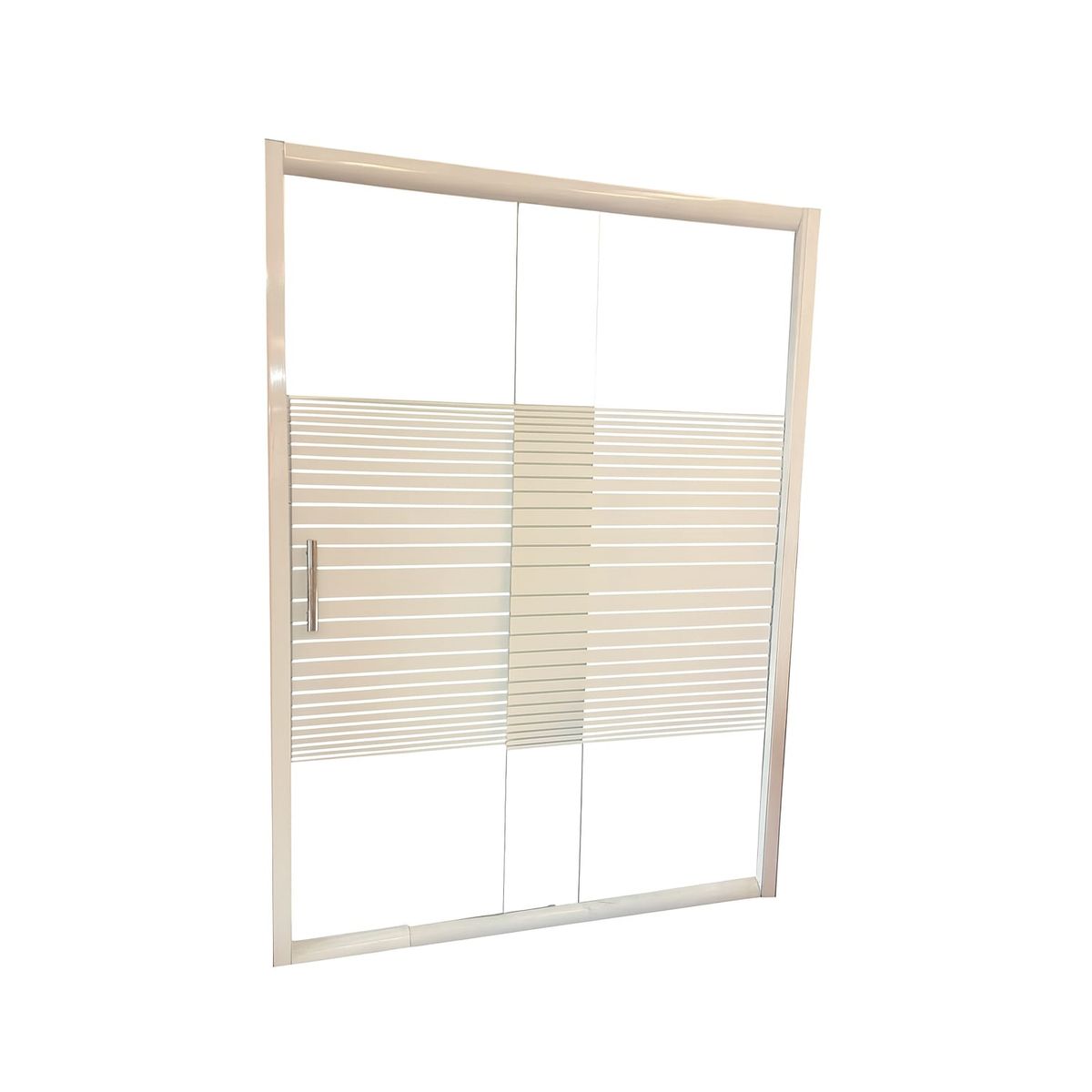 GENERICO - Mampara Vidrio Templado 120-140 X 180 Perfil Y Rayas Blancas