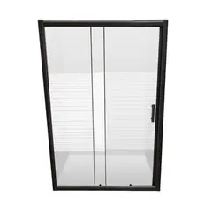 GENERICO - Mampara Vidrio Templado 120-140 X 180 Perfil Y Rayas Blancas