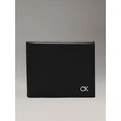 CALVIN KLEIN - Billetera Metal CK Bifold 6Cc W/Bill Negro