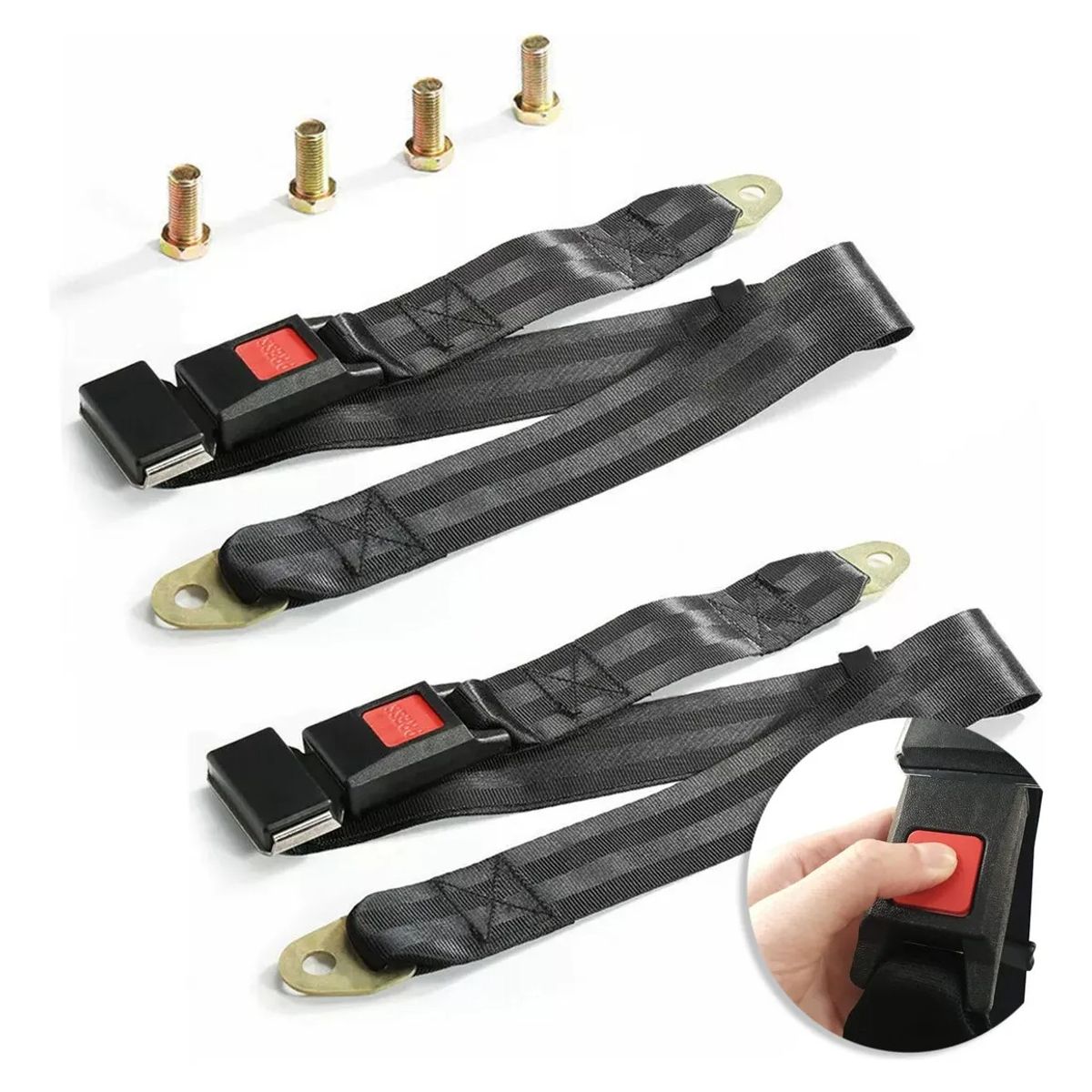 GENERICO - Pack X12 Cinturones De Seguridad Universal Estandar 2 Puntas