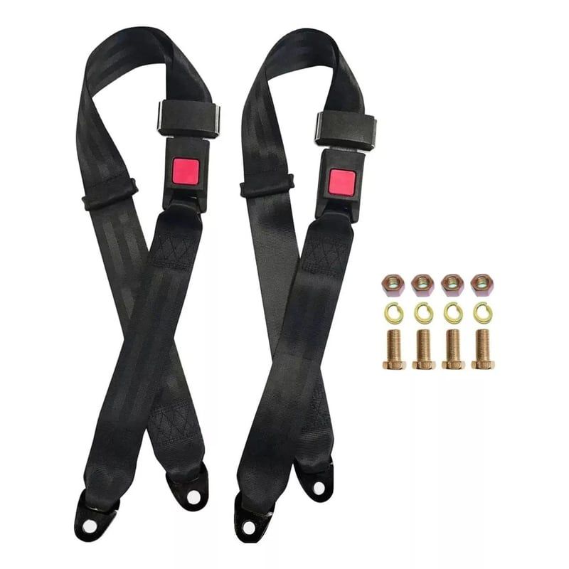 GENERICO - Pack X12 Cinturones De Seguridad Universal Estandar 2 Puntas