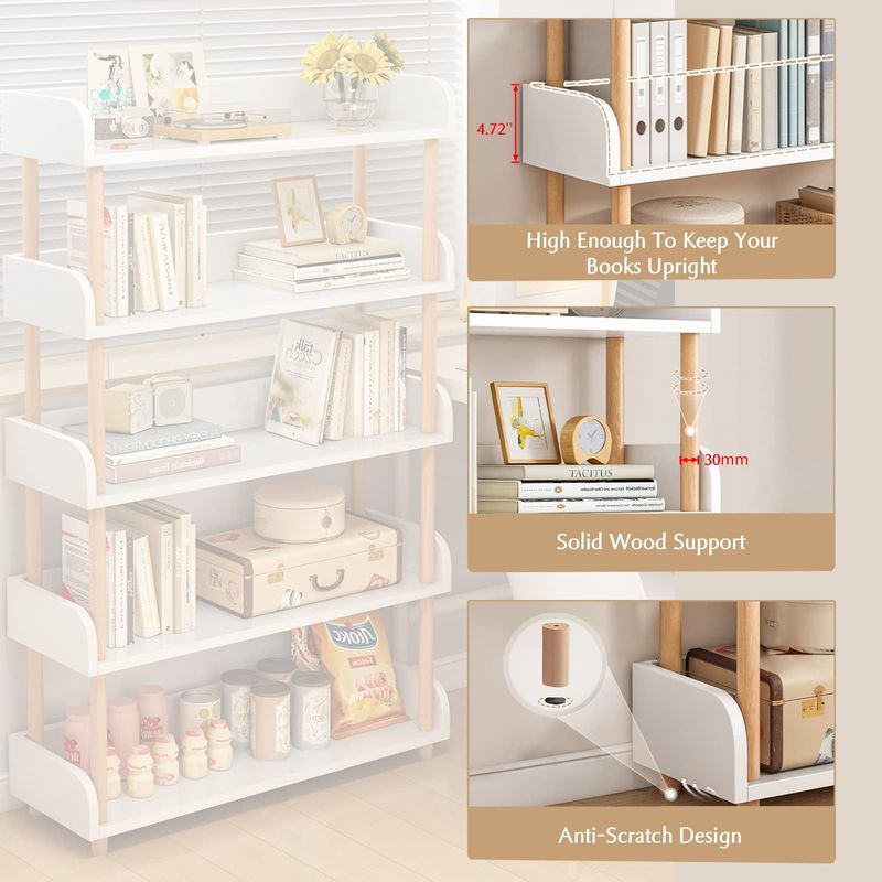 BITART - Librero Organizador de 5 Estantes para Libros en Living y Dormitorio