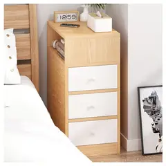 BITART - Velador bicolor con cajones para muebles de dormitorio 30x30x66cm