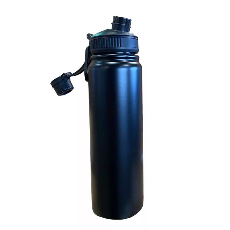 GENERICO - Termo Botella Agua Termica 800ml Acero Inoxidable 2 Tapas Negro