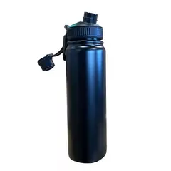 GENERICO - Termo Botella Agua Termica 800ml Acero Inoxidable 2 Tapas Negro